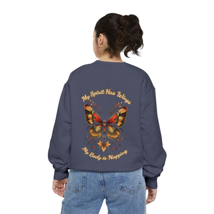 Butterfly Design Unisex Garment-Dyed Sweatshirt - Butterfly Sweatshirt