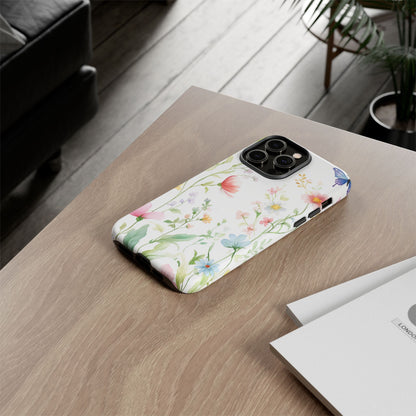 Watercolor Wildflower & Butterfly Phone Case - iPhone, Samsung, and Google case