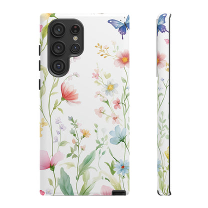 Watercolor Wildflower & Butterfly Phone Case - iPhone, Samsung, and Google case