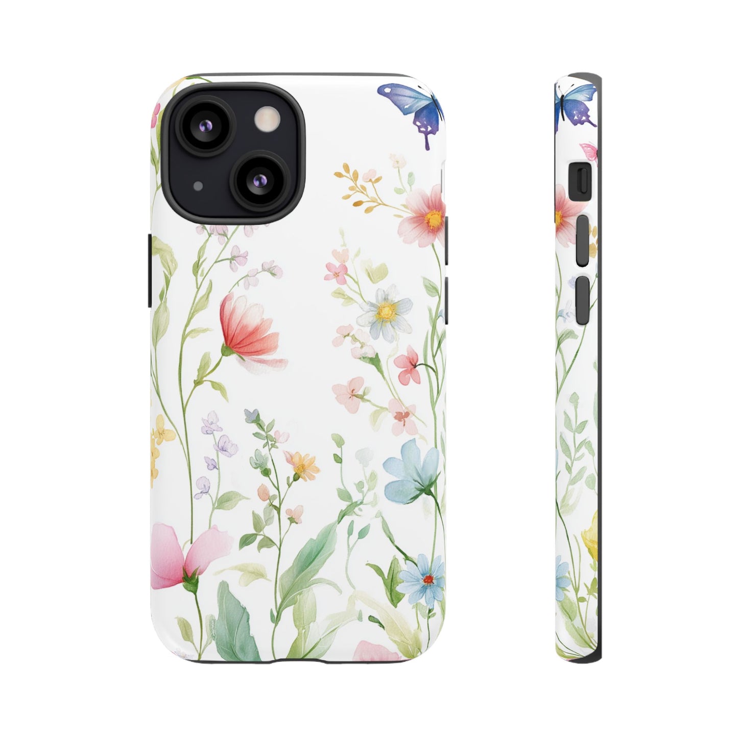 Watercolor Wildflower & Butterfly Phone Case - iPhone, Samsung, and Google case