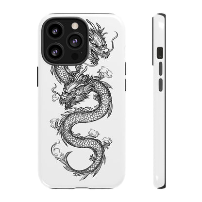 Dragons Phone Cases - Black Ink Tattoo Design of Dragons Tough Cases