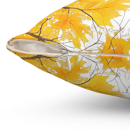 Square Cushion with Yellow Leaves design