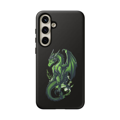 Tough Cases with Green Glowing Dragon design for iPhone, Samsung, and Google