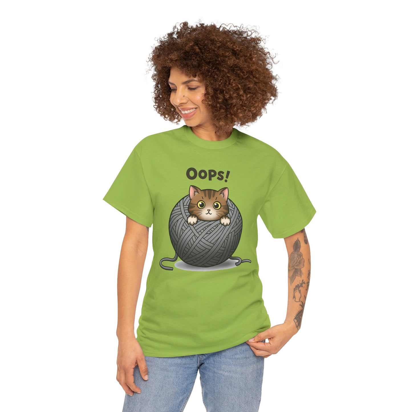 Cotton Tee with Cute Cat Design - 'Oops!' Humor for Cat Lovers