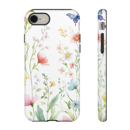 Watercolor Wildflower & Butterfly Phone Case - iPhone, Samsung, and Google case