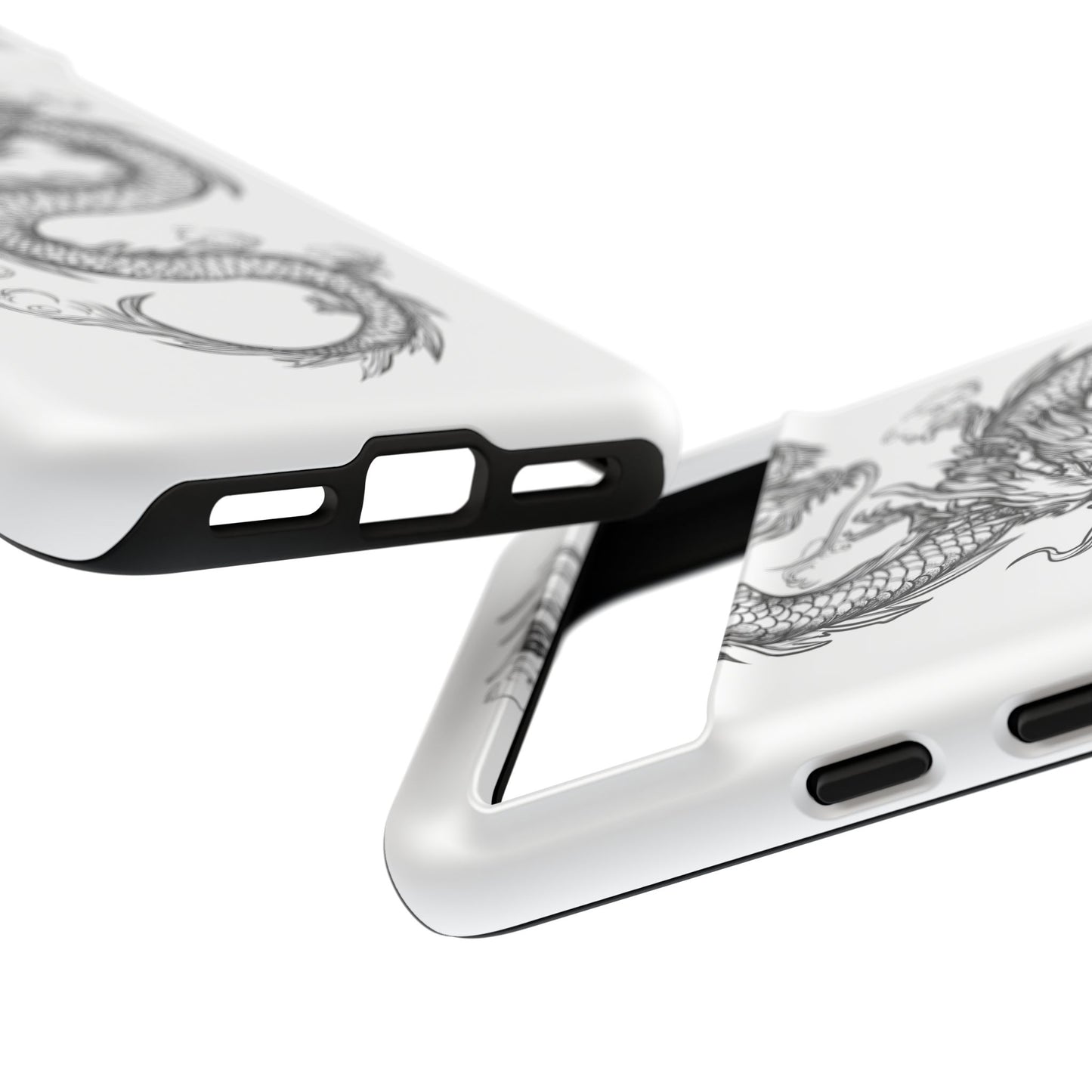 Dragons Phone Cases - Black Ink Tattoo Design of Dragons Tough Cases