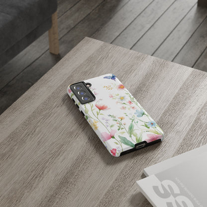 Watercolor Wildflower & Butterfly Phone Case - iPhone, Samsung, and Google case