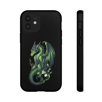 Tough Cases with Green Glowing Dragon design for iPhone, Samsung, and Google