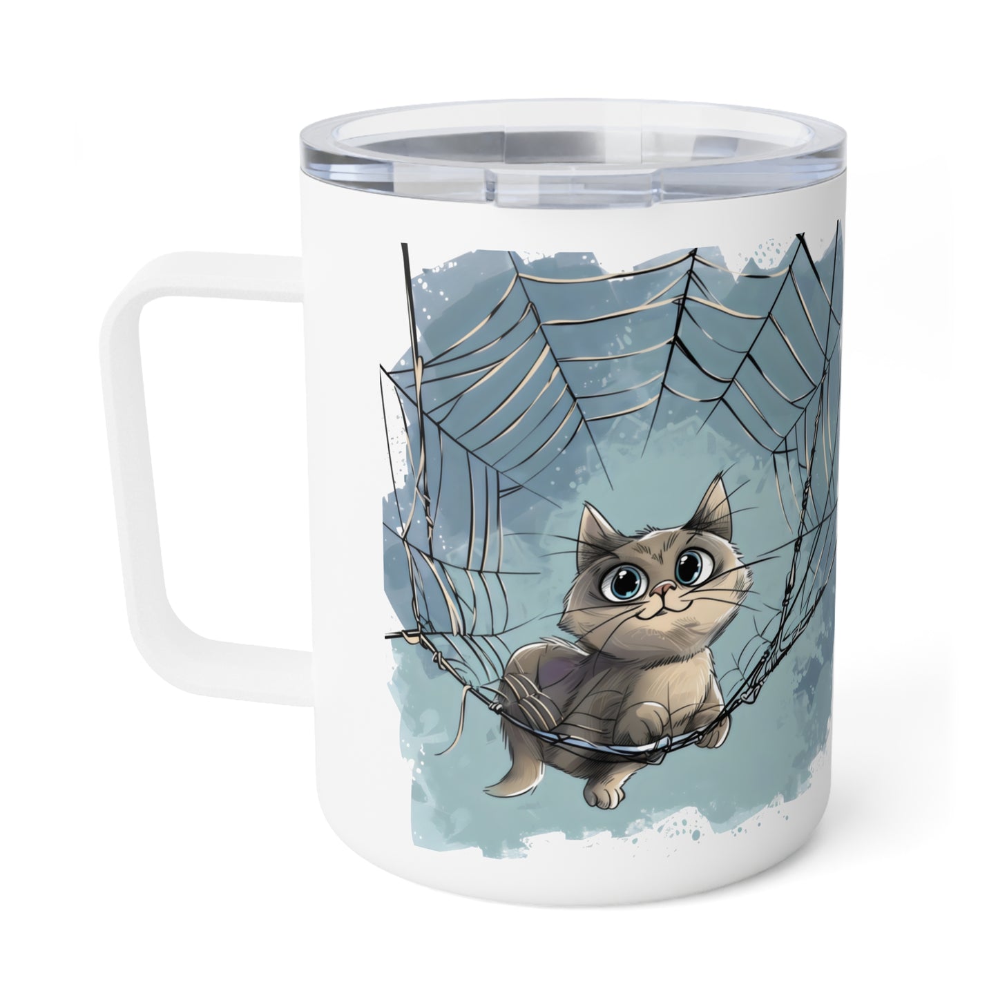 Insulated Coffee Mug, 10oz - Travel mug with Cute Cat design