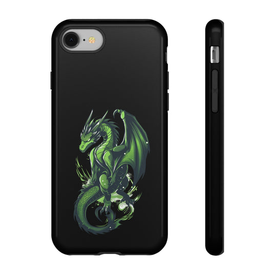 Tough Cases with Green Glowing Dragon design for iPhone, Samsung, and Google