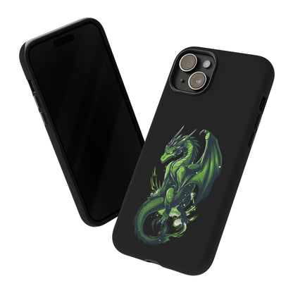 Tough Cases with Green Glowing Dragon design for iPhone, Samsung, and Google