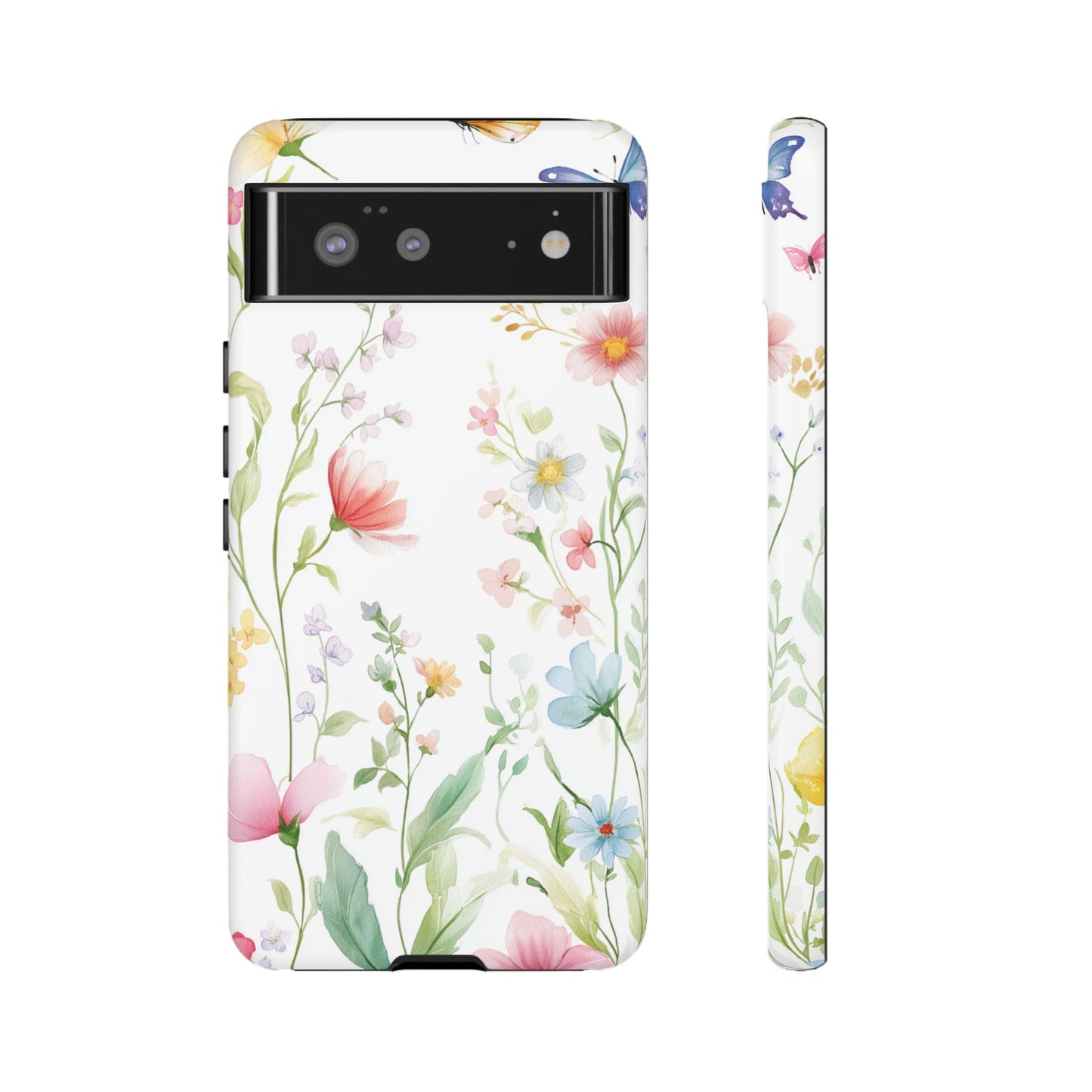 Watercolor Wildflower & Butterfly Phone Case - iPhone, Samsung, and Google case