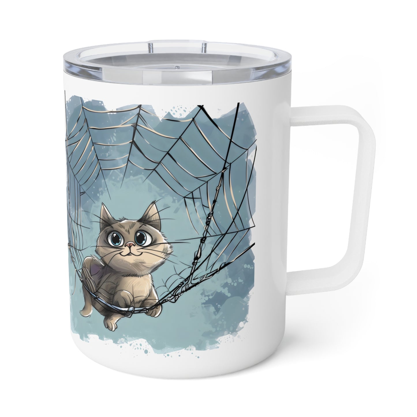 Insulated Coffee Mug, 10oz - Travel mug with Cute Cat design