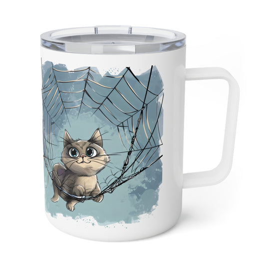 Insulated Coffee Mug, 10oz - Travel mug with Cute Cat design