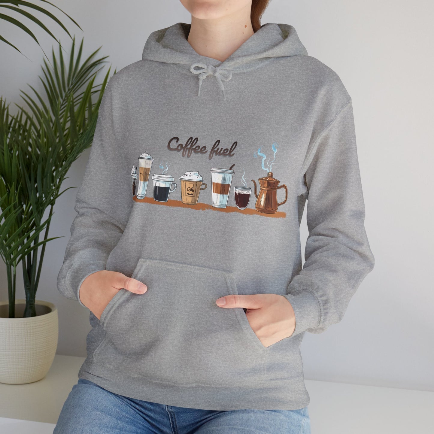 Unisex Heavy Blend™ Hooded Sweatshirt - Cozy Coffee Cups Design Hooded Sweatshirt