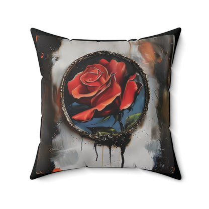 Rose Oil colored and Miniature Square Cushion Black