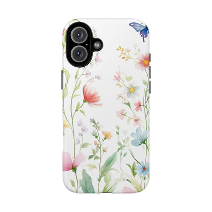 Watercolor Wildflower & Butterfly Phone Case - iPhone, Samsung, and Google case