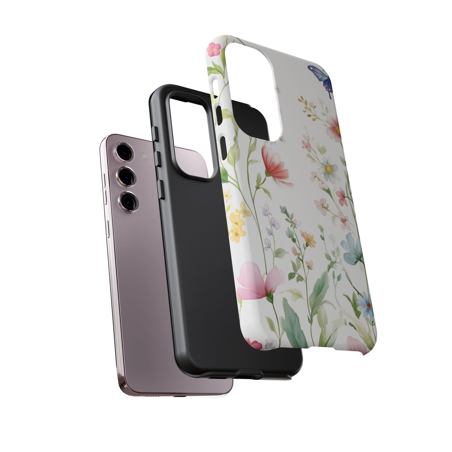 Watercolor Wildflower & Butterfly Phone Case - iPhone, Samsung, and Google case