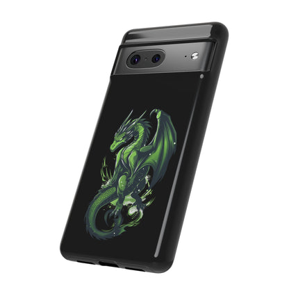 Tough Cases with Green Glowing Dragon design for iPhone, Samsung, and Google