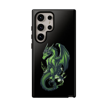 Tough Cases with Green Glowing Dragon design for iPhone, Samsung, and Google