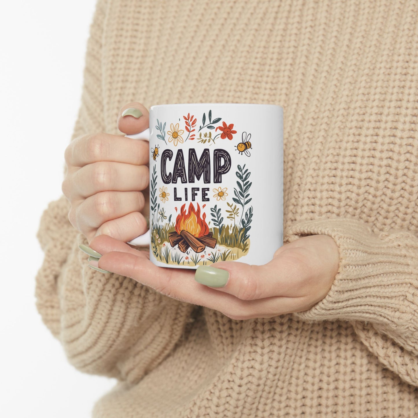 Camp Life Ceramic Mug - Nature-Inspired Coffee Cup for Outdoor Enthusiasts