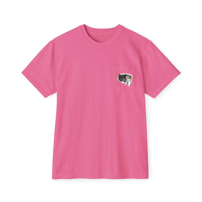 Cute 3D Cats in Pocket T-Shirt - Unisex Garment-Dyed Pocket Tee