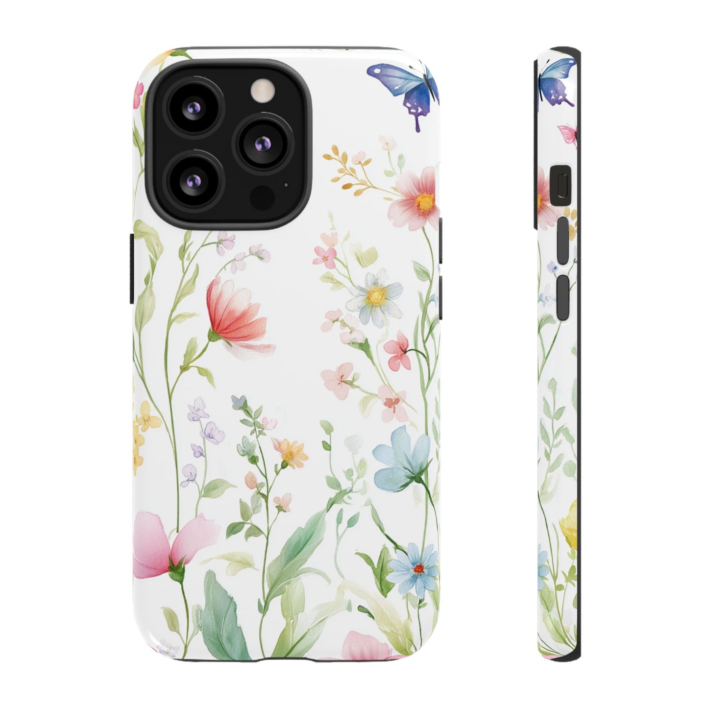 Watercolor Wildflower & Butterfly Phone Case - iPhone, Samsung, and Google case