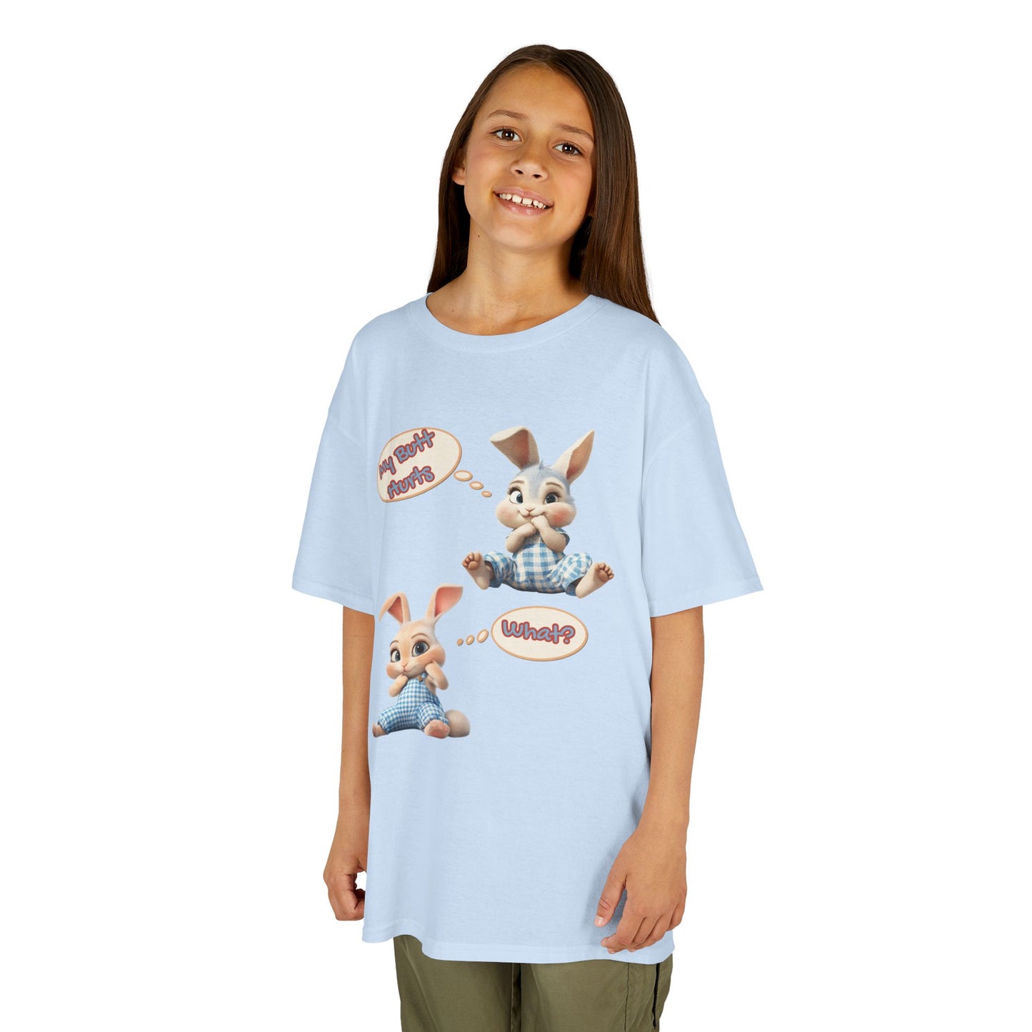 Cute Bunny Youth Heavy Cotton Tee - "My Butt Hurts" Graphic T-Shirt