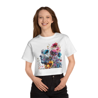 Champion Women's Heritage Cropped Floral Watercolor Design T-Shirt - Tee for Women