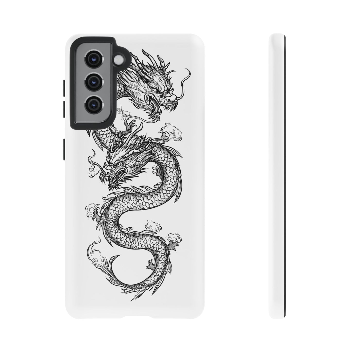 Dragons Phone Cases - Black Ink Tattoo Design of Dragons Tough Cases