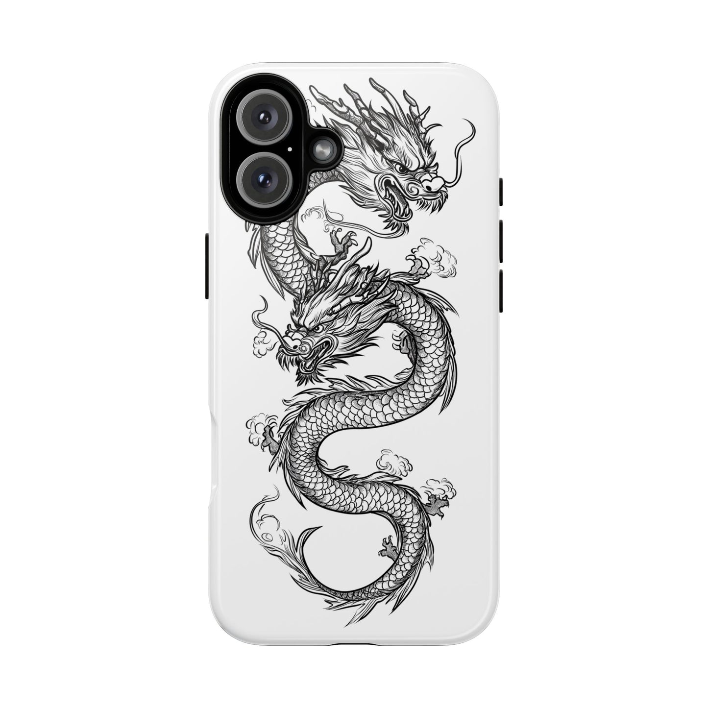 Dragons Phone Cases - Black Ink Tattoo Design of Dragons Tough Cases