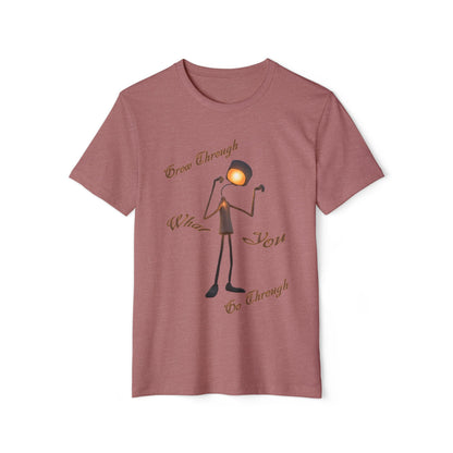 Victory Lamp Unisex Recycled Organic T-Shirt - Eco-Friendly Tee - Grow Through What You Go Through text design