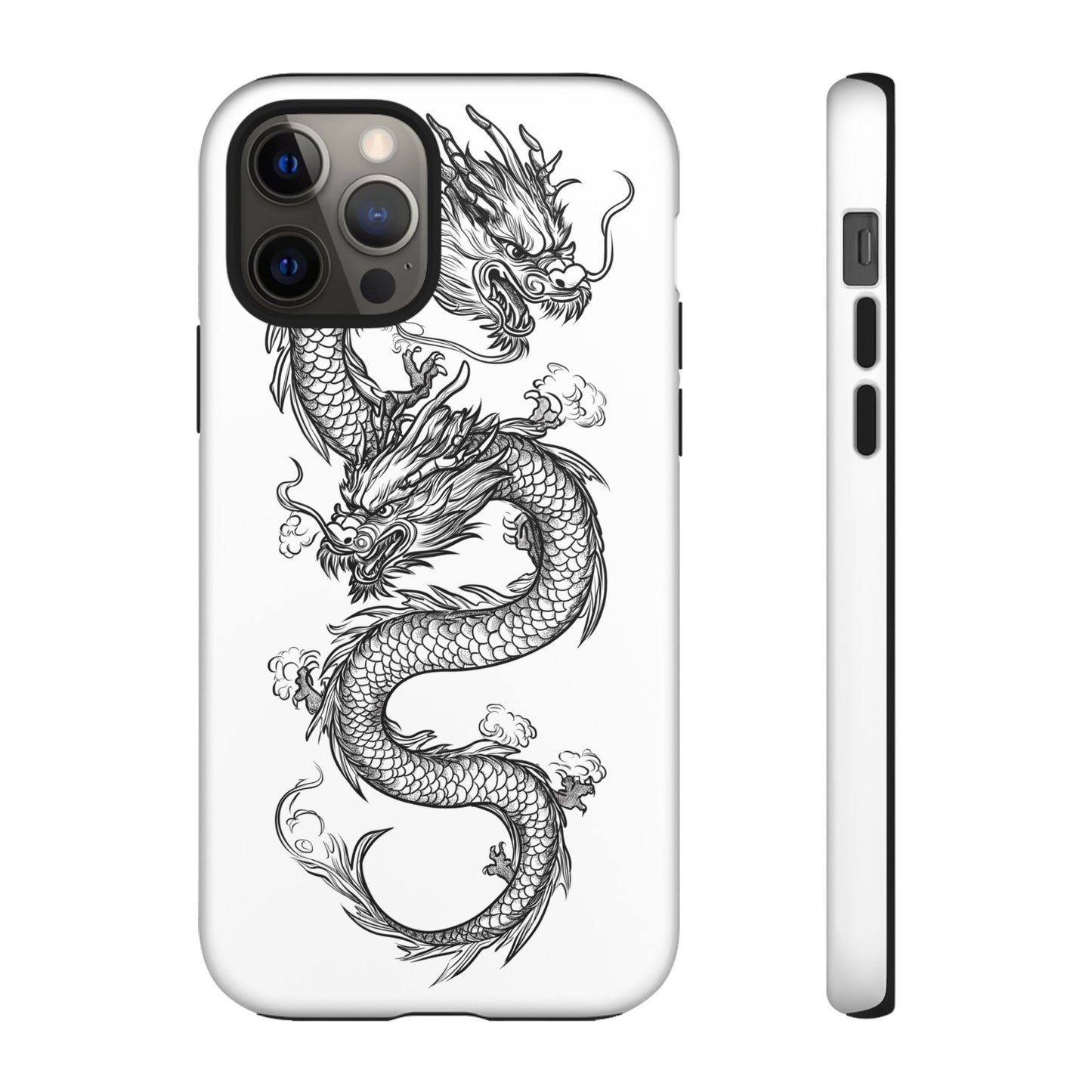 Dragons Phone Cases - Black Ink Tattoo Design of Dragons Tough Cases