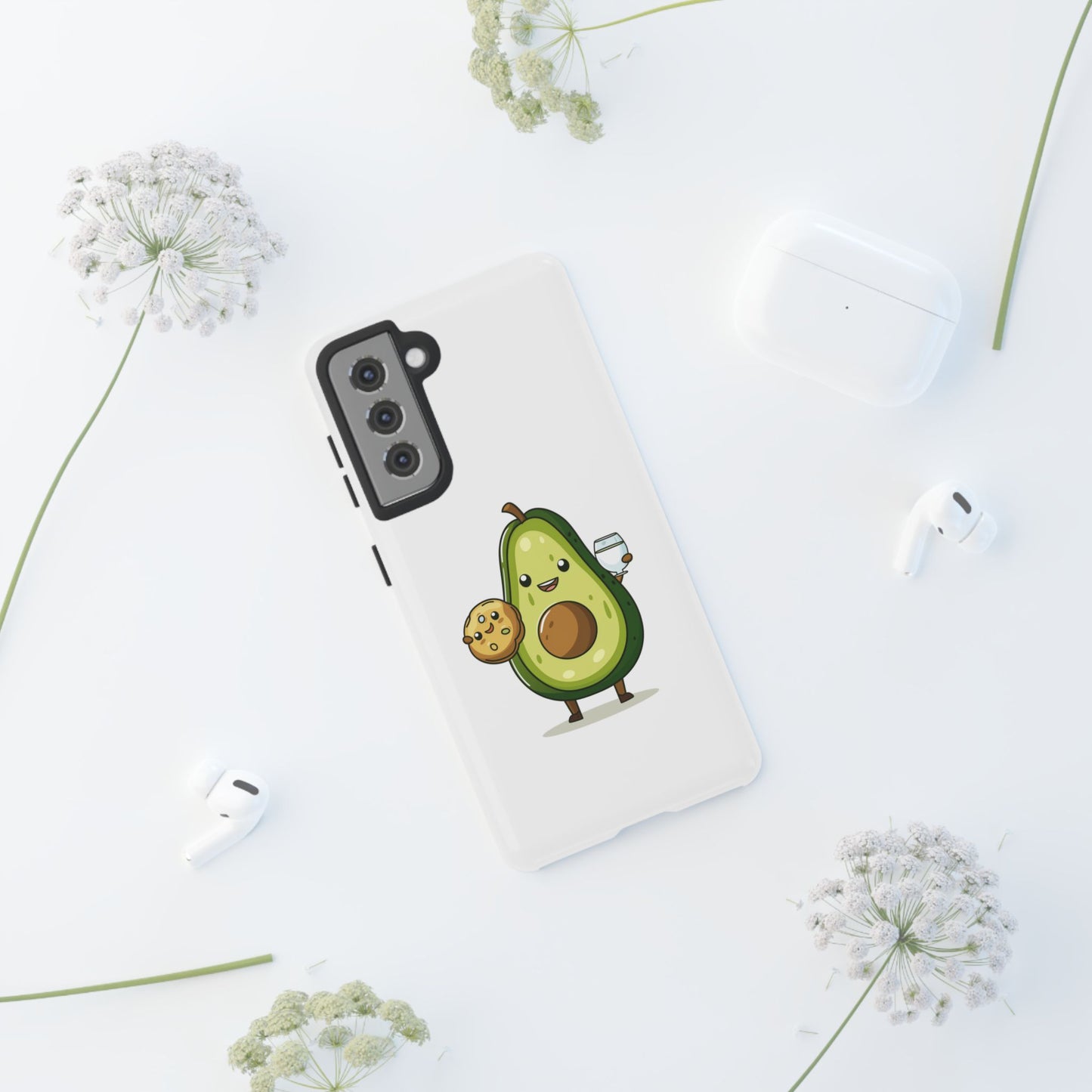 Tough Cases with Cute avocado cartoon character for iPhone, Samsung, and Google case