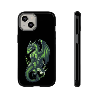 Tough Cases with Green Glowing Dragon design for iPhone, Samsung, and Google