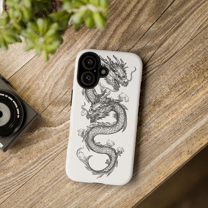 Dragons Phone Cases - Black Ink Tattoo Design of Dragons Tough Cases