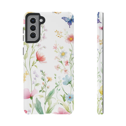 Watercolor Wildflower & Butterfly Phone Case - iPhone, Samsung, and Google case