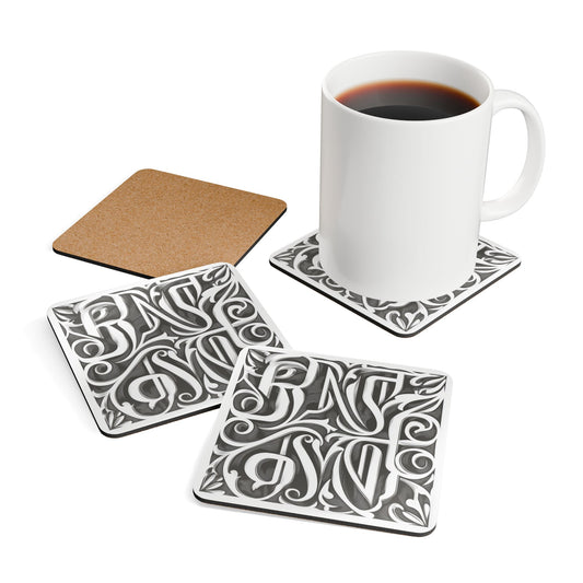 Elegant Corkwood Coaster Set | Decorative Drink Coasters with Intricate Design