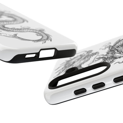 Dragons Phone Cases - Black Ink Tattoo Design of Dragons Tough Cases