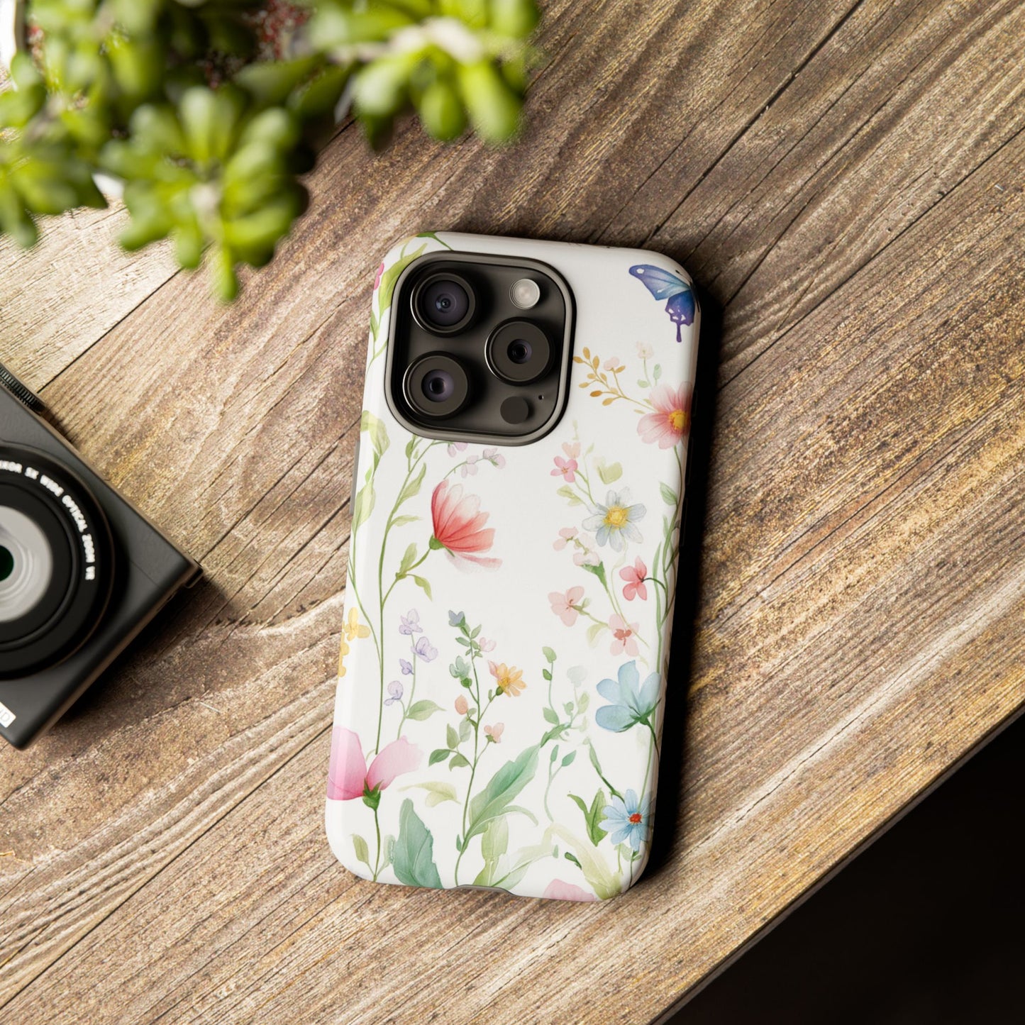 Watercolor Wildflower & Butterfly Phone Case - iPhone, Samsung, and Google case