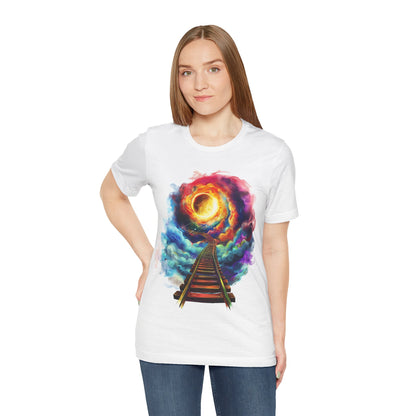 Unisex T-Shirt with 3D Watercolor Universe and an Abstract Representation with a Sun
