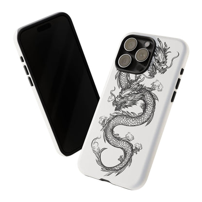 Dragons Phone Cases - Black Ink Tattoo Design of Dragons Tough Cases