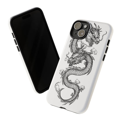 Dragons Phone Cases - Black Ink Tattoo Design of Dragons Tough Cases