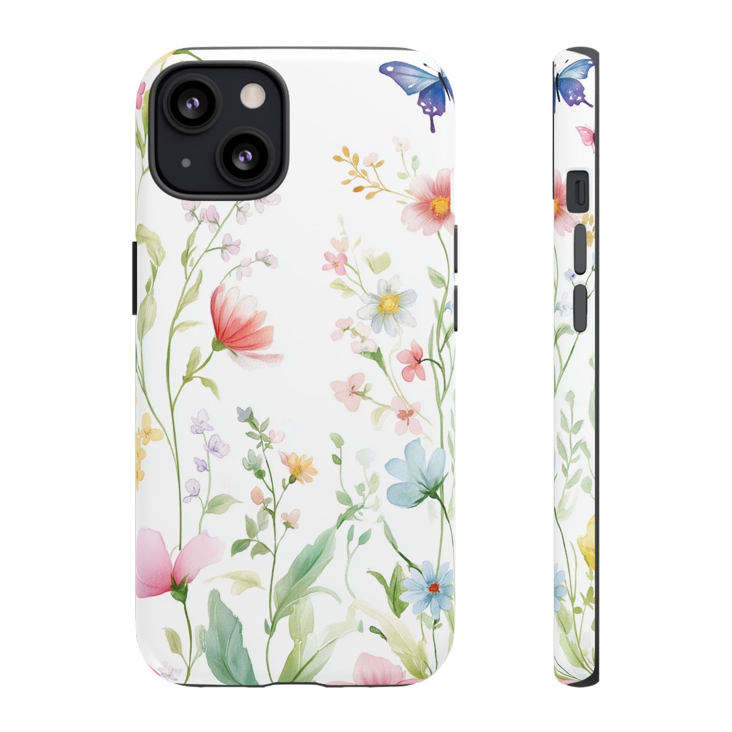 Watercolor Wildflower & Butterfly Phone Case - iPhone, Samsung, and Google case