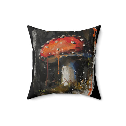 Mushroom Oil colored Square Cushion (Black)