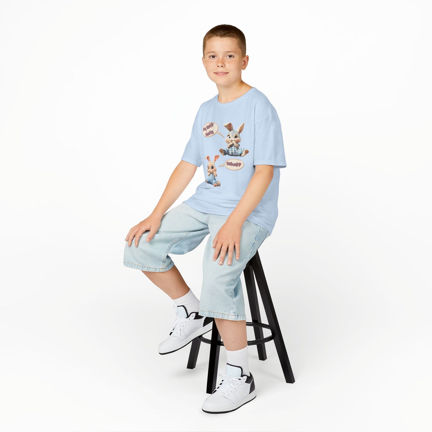 Cute Bunny Youth Heavy Cotton Tee - "My Butt Hurts" Graphic T-Shirt