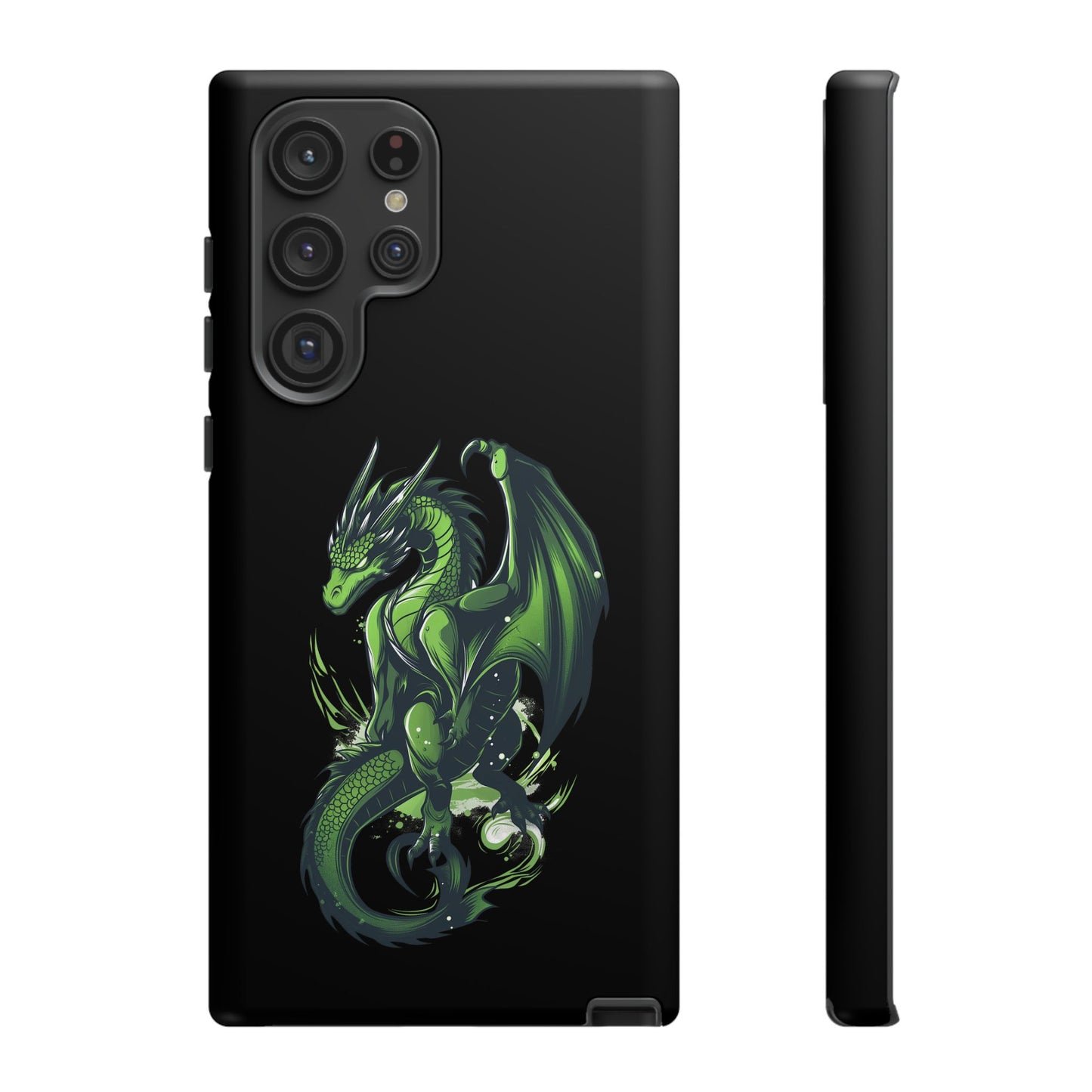 Tough Cases with Green Glowing Dragon design for iPhone, Samsung, and Google