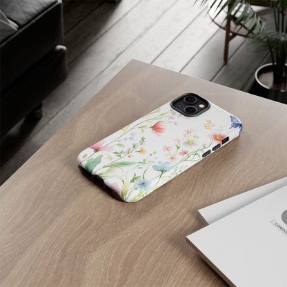 Watercolor Wildflower & Butterfly Phone Case - iPhone, Samsung, and Google case