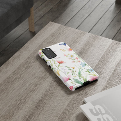 Watercolor Wildflower & Butterfly Phone Case - iPhone, Samsung, and Google case