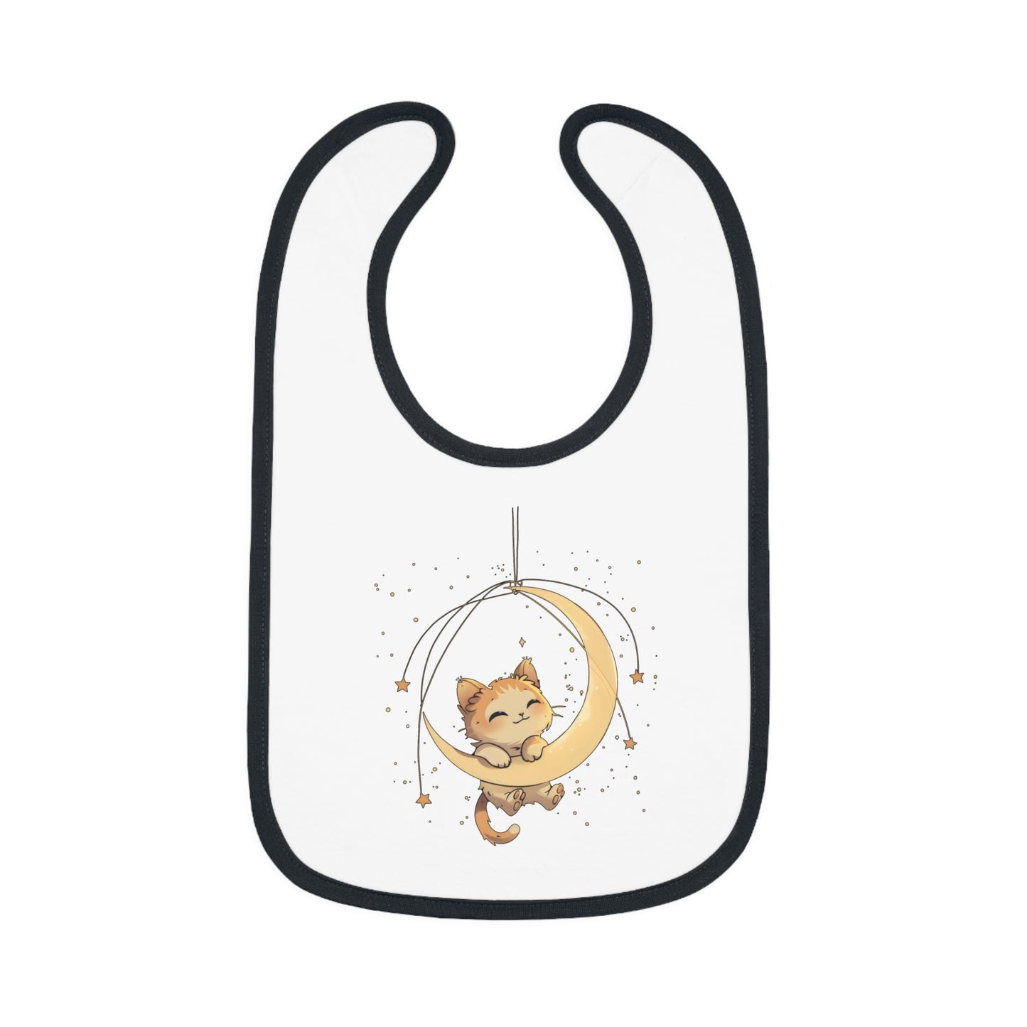 Soft & Stylish Cute Cat Bib- Baby Contrast Trim Jersey Bib